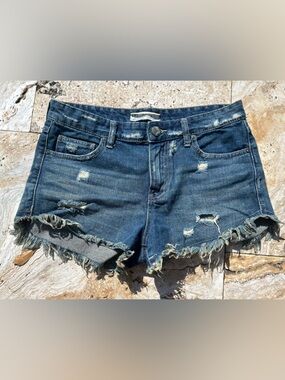 Free People High-Rise Distressed Blue Denim Jean shorts